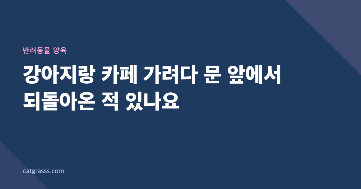 강아지랑 카페 가려다 문 앞에서 되돌아온 적 있나요