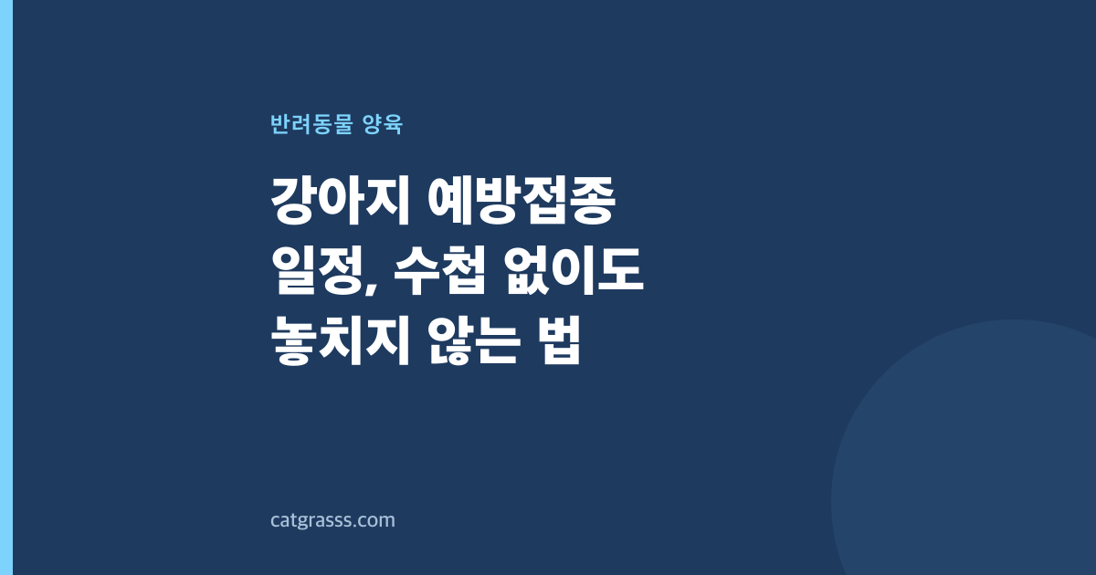 강아지 예방접종 일정, 수첩 없이도 놓치지 않는 법