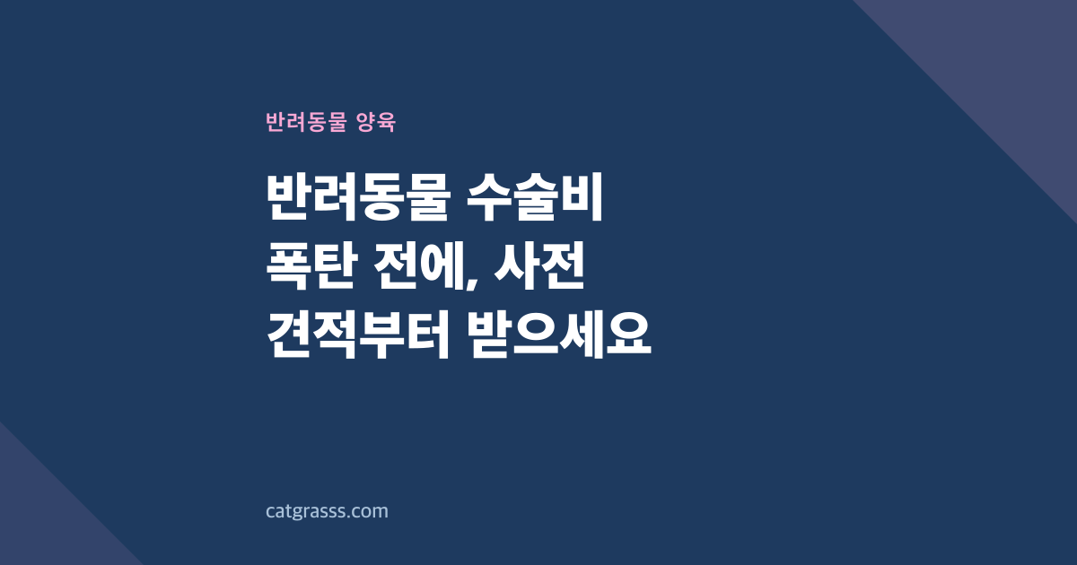 반려동물 수술비 폭탄 전에, 사전 견적부터 받으세요